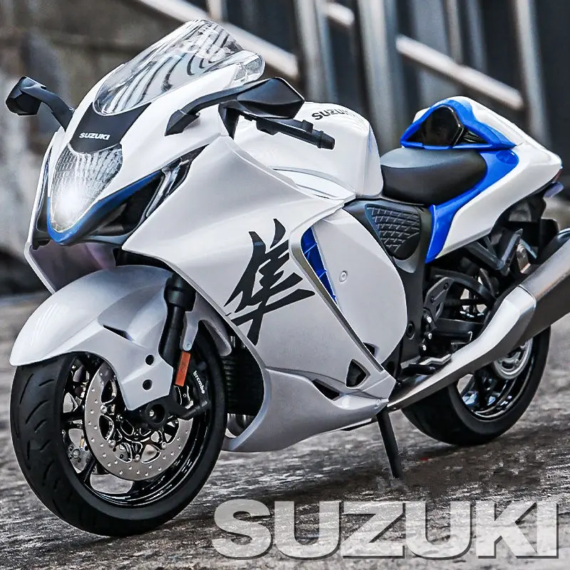 1:9 SUZUKI Hayabusa GSX-1300R Alloy Racing Motorcycle Model Diecast Metal Street Sports Motorcycle Model With Light Kid Toy Gift