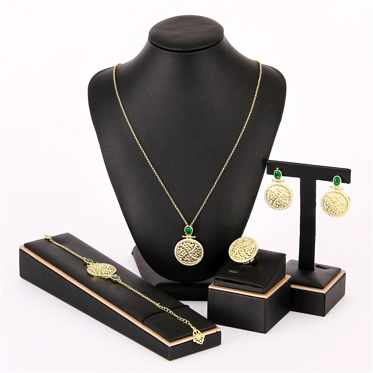 

LUIZADA 2022 Jun hot selling accessories wedding jewelry set for women Hollow pattern Coin jewelry Necklace Bracelet