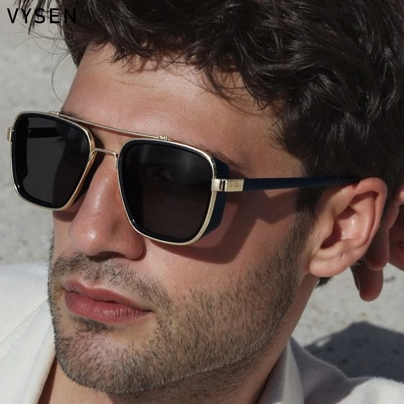 

Y2K Punk Square Sunglasses Men 2025 Luxury Brand Vintage Metal Frame Sunglass Double Beam Outdoor For Male Eyewear Shades UV400