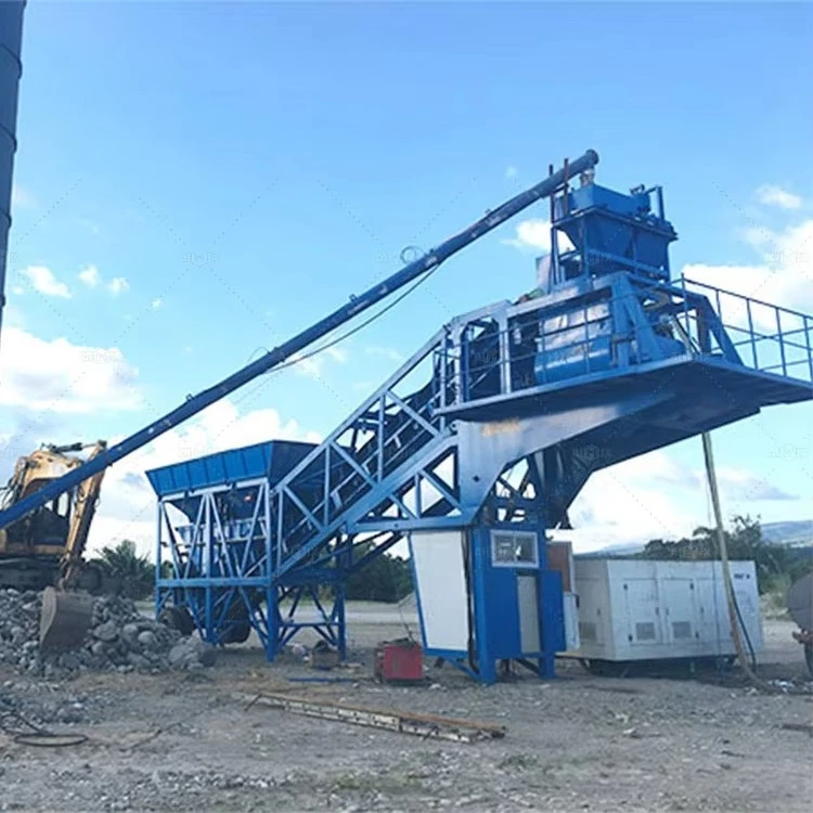 35 M3/H Small Mobile Concrete Batching Plant AJY35 Portable Concrete Mixing Plant Cases