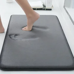 Solid color bathroom absorbent soft floor mat thick sponge shower room non-slip mat flannel dirt-resistant door mat