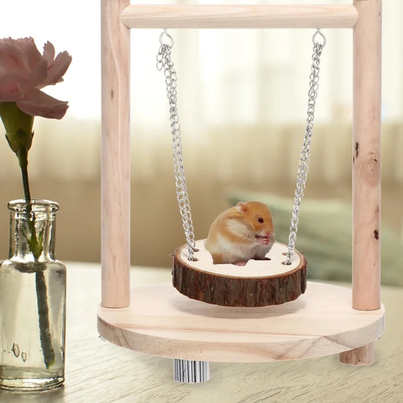 

Toy swing for chinchillas and hamsters, made of wood, small animal exercise equipment, durable and sturdy