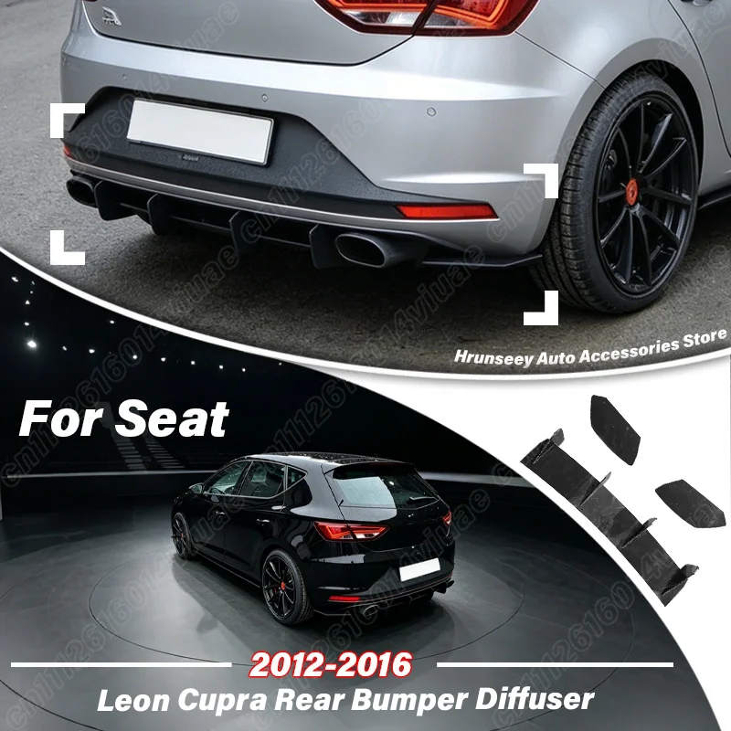 

For Seat Leon Cupra 2012 2013 2014 2015 2016 Racing Style Rear Bumper Diffuser Lip Splitter Lower Spoiler Car Modification Kit