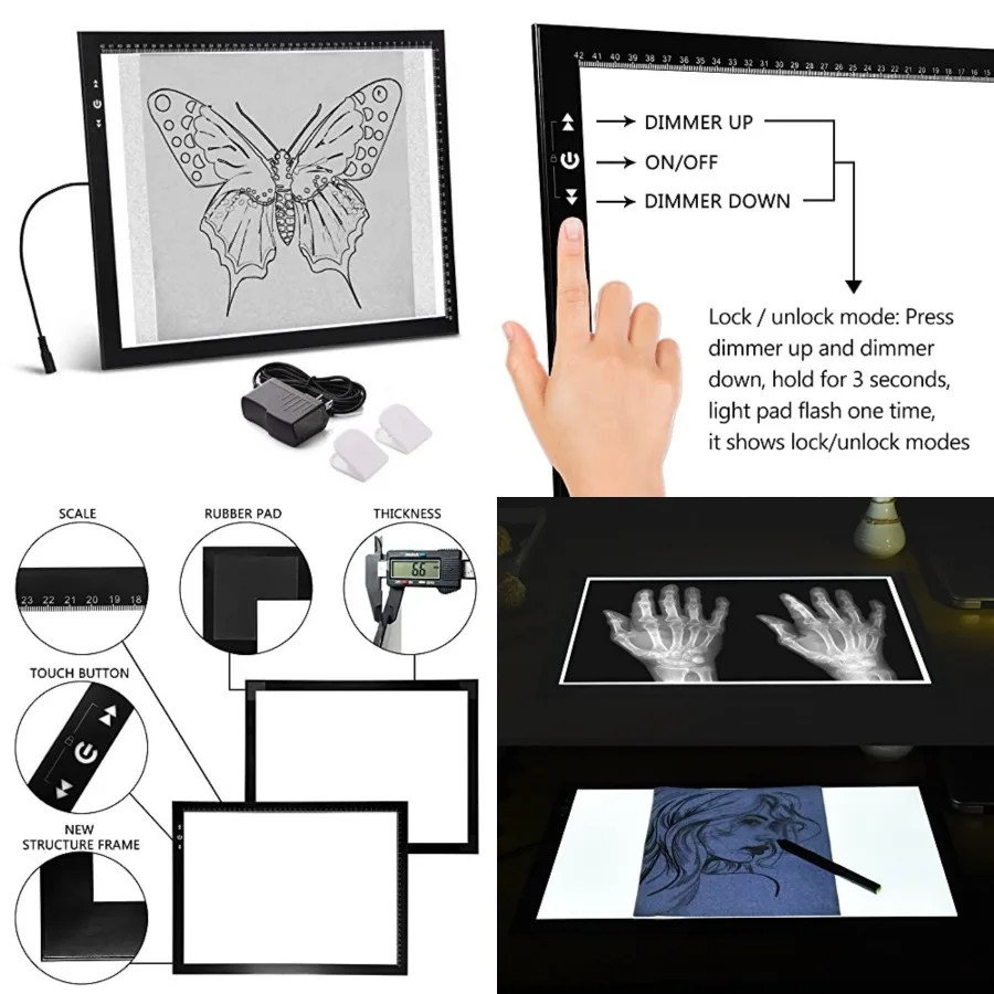 

A3 LED Artist tracing Light Box Copy Table, Adjustable High Brightness Light Pad for Tatto Drawing, Sketching, Animation, Diamo