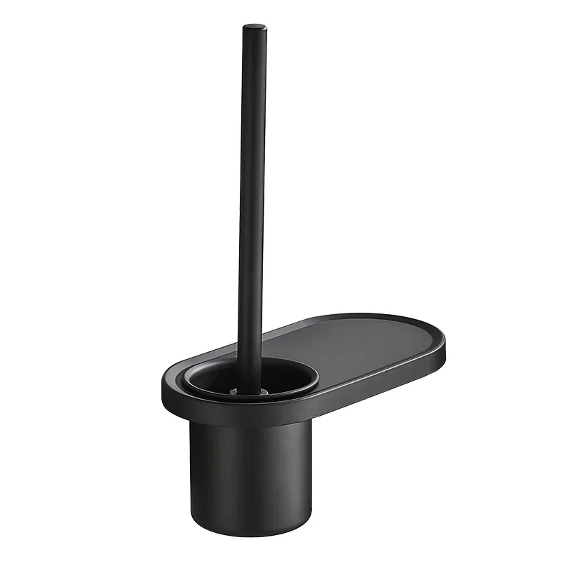 

Bathroom Toilet Brush Holder Wall Mounted Bathroom Cleaning Brush Aluminum Toilet Brush with Shelf for Cleaning Storage