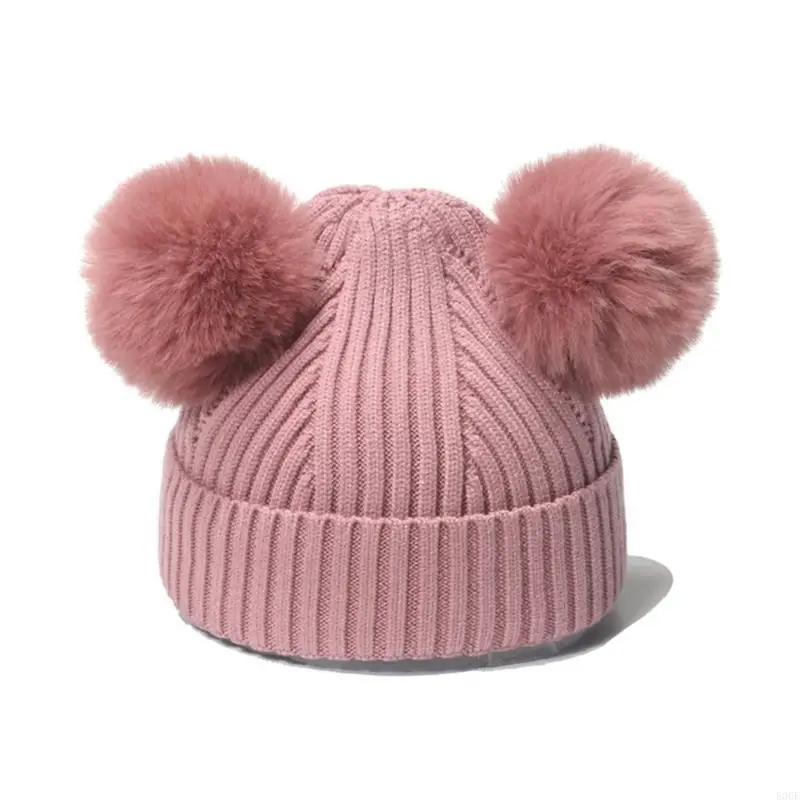 

E06F Baby Weaving Hat Knit Winter Hat Ski Mittens Breathable Boy Girl Winter Hat Solid Color Cap Headdress Windproof Gloves