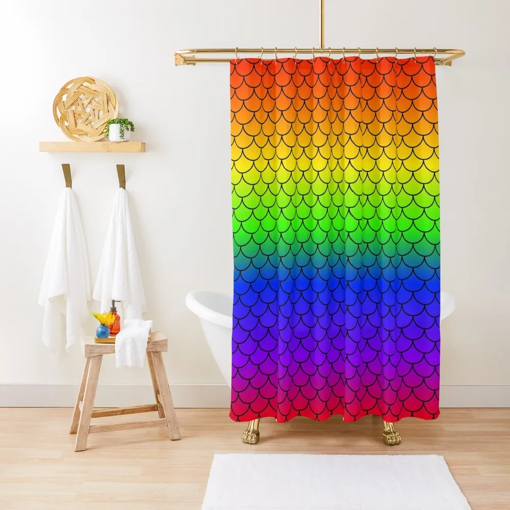 

Rainbow Mermaid Scales Shower Curtain Luxury Bathroom Shower Bathroom Window Cute Shower Curtain