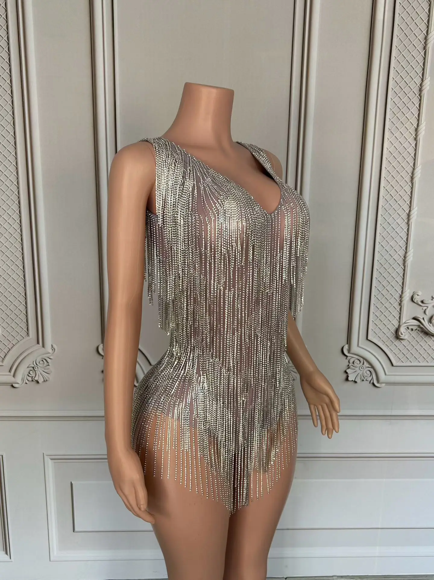 2025 مثير جوجو ملابس رقص بلا أكمام هامش ارتداءها المغني راقصة عرض مسرحي أداء ارتداء ملهى ليلي ملابس الحفلات الهذيان #4