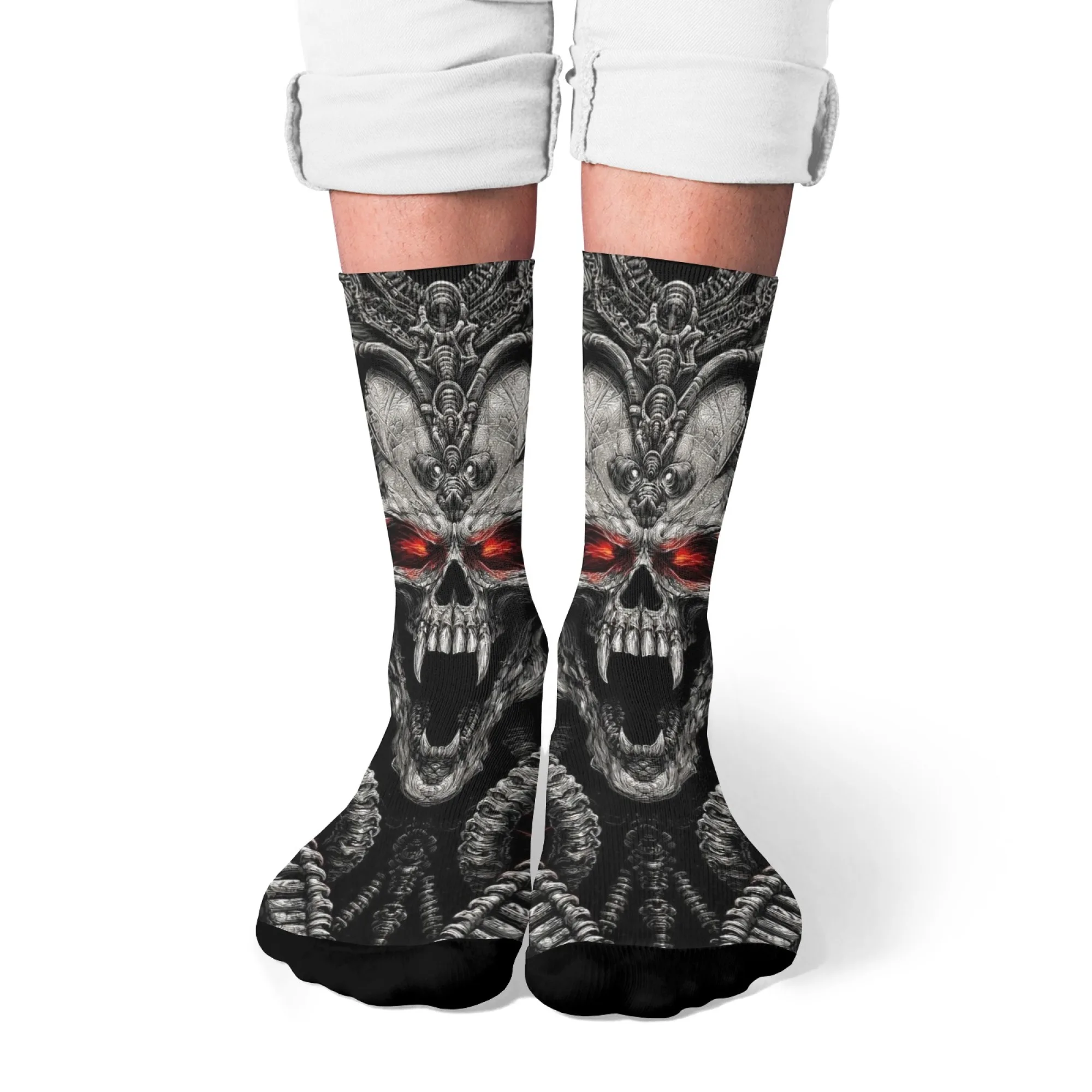 

Мужские носки Cthulhu Dark Skull Demon в ретро-стиле, модные уличные повседневные носки в стиле хип-хоп, подарочные, забавные, компрессионные носки