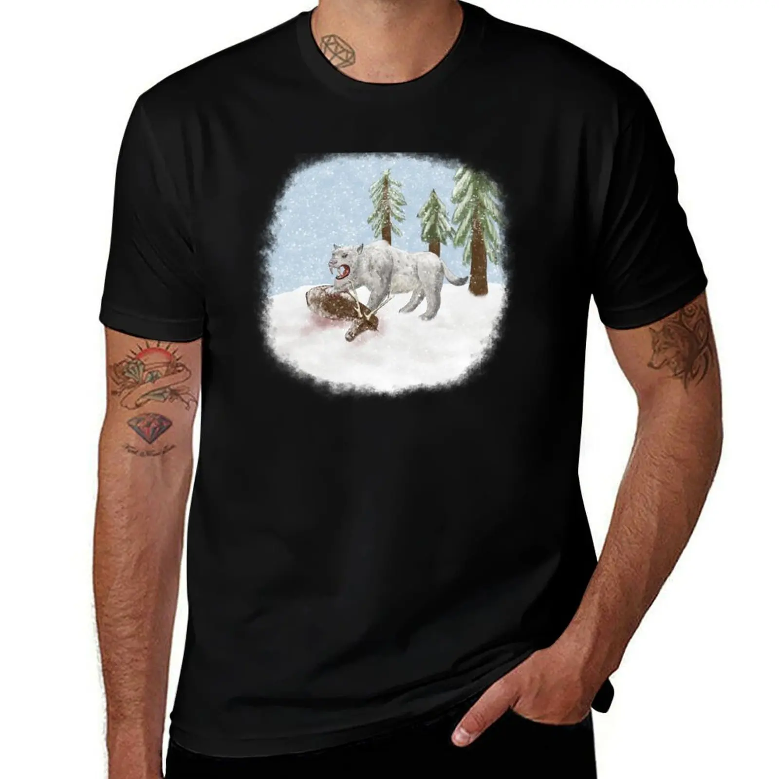 Saber-toothed tiger T-Shirt Urban Style Print T-Shirt