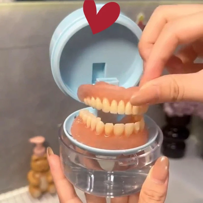 Portable Retainer Case Orthodontic Dental Aligner Storage Box Mini Leakproof Denture Cleaning Container For Travel Daily Use