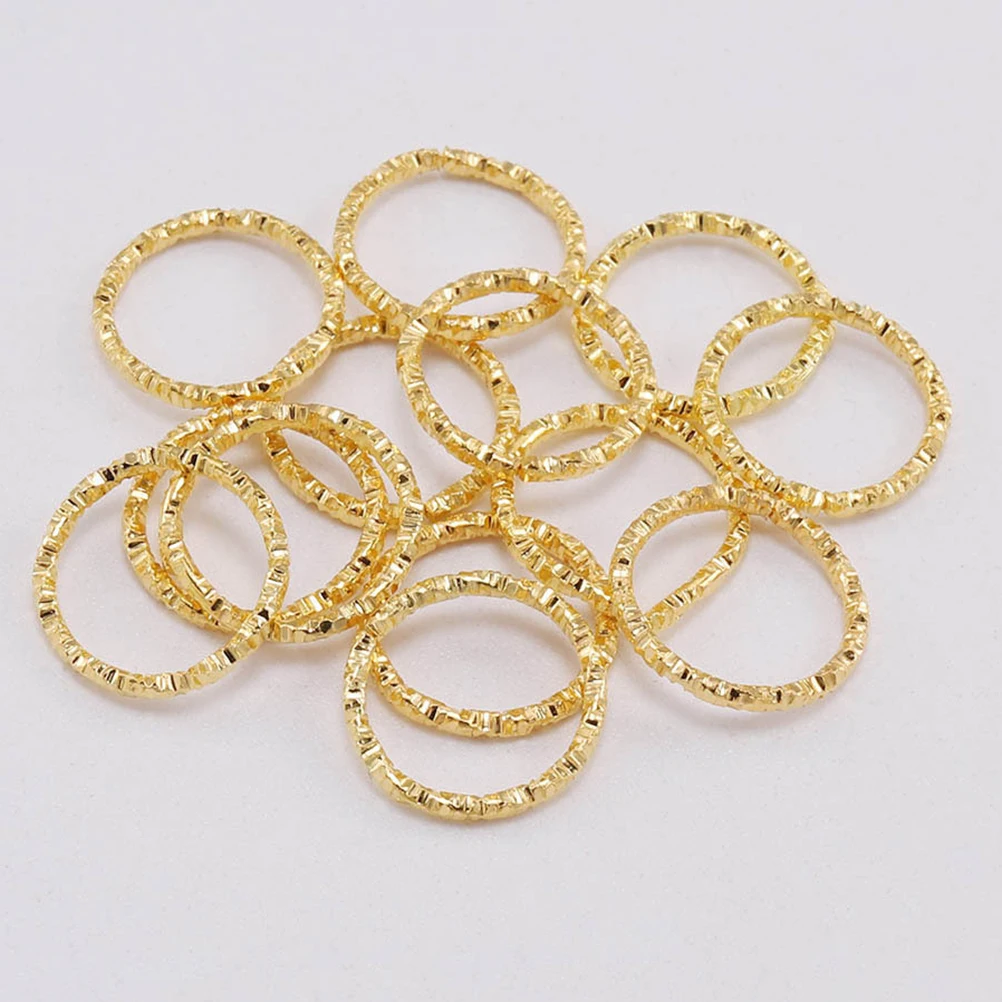 

100pcs Diy Jewelry Making Accessories Embossing Jump Rings Twisted Line Buckle Rings Gold Color Premium Iron Lightweight Durable
