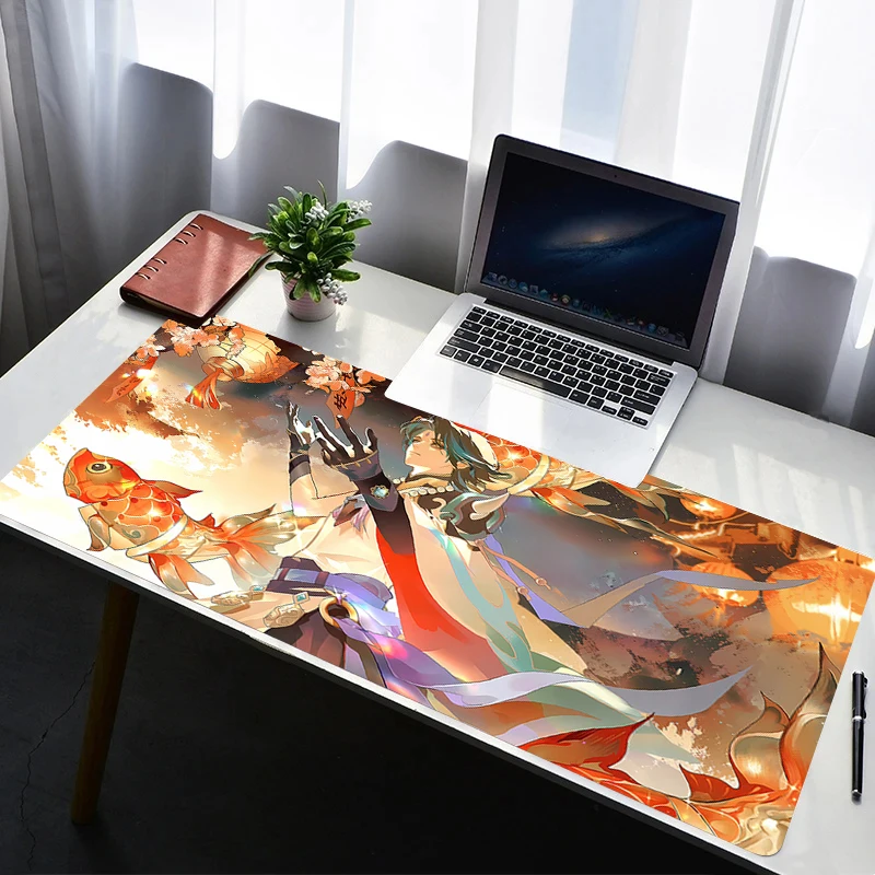

Mouse Pad Laptop Non Slip Extended Desktop Mouse Mat PC Anime G-genshin Impact Xiao HD Keyboard Pad Gaming Accessories Mousepad
