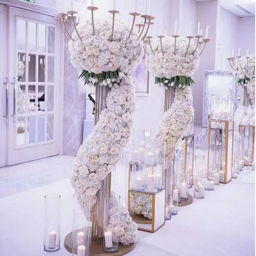 New Style Wedding Runner Artificial Metal Flower Stand Centerpieces For Sale