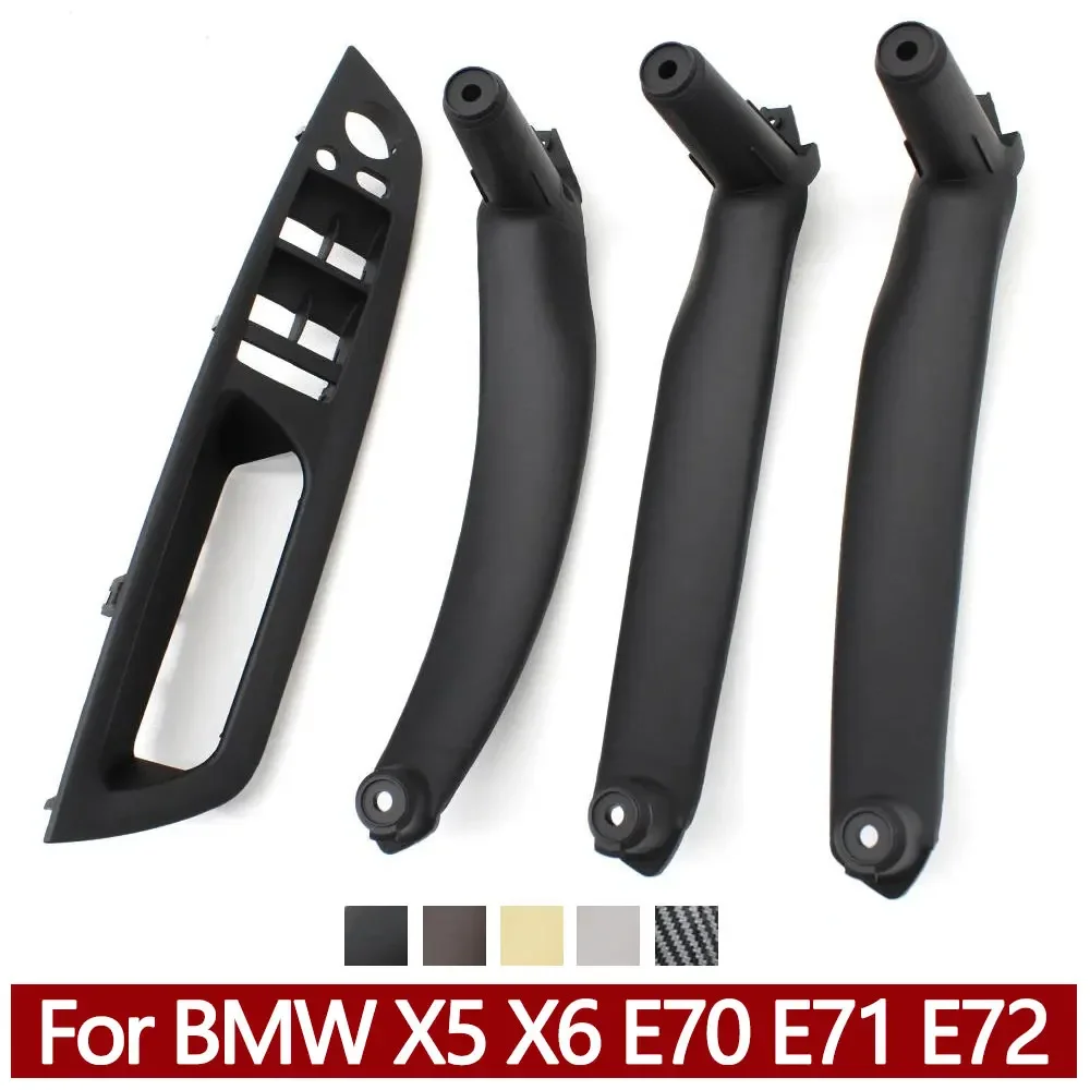 Front Driver Door Handle Armrest Cover Interior Pull Handle Trim 4Pcs For BMW X5 X6 E70 E71 2007-2013 Replacement Set