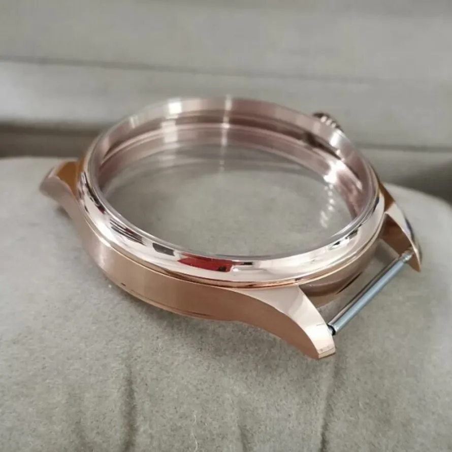 41MM Sapphire Crystal Or Mineral Glass 316L Stainless Steel PVD Rose Gold Watch Case Fit ETA6497/6498 ST3600/3621 Movement