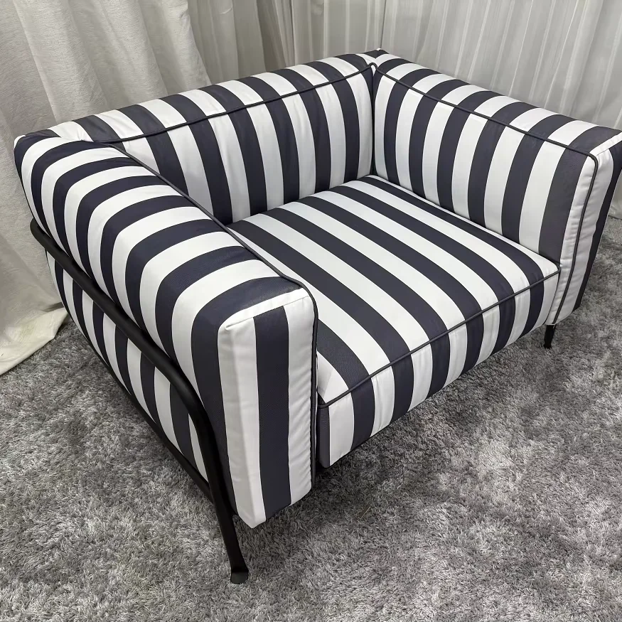 &Luxury Italian Style Contemporary Design Stainless Steel Frame Waterproof Outdoor Furniture Set Outdoor Garden Sofas