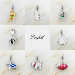 Small Cat Fortune Pet Paw Terrier Charm Pendant Fine Jewelry 925 Sterling Silver Cute Gift For Women Men Fit Bracelet Necklace