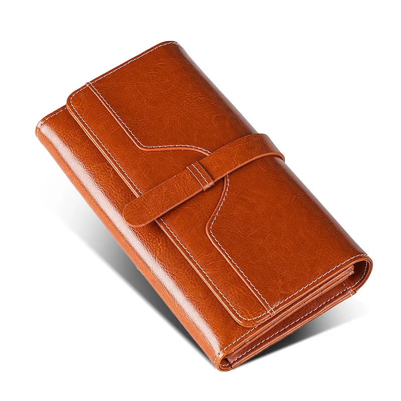 RFID anti-theft brush new three fold multi fold genuine leather cowhide wallet multifunctional anti tamper magnetic card bag sho