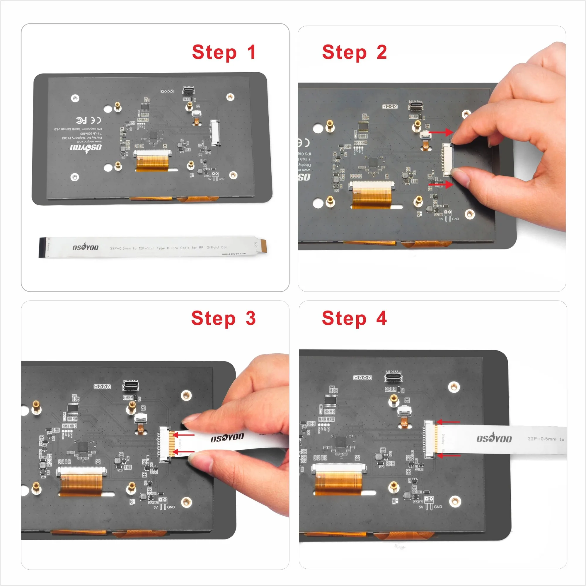 Imagem -05 - Osoyoo Dsi Touchscreen para Raspberry pi Design Durável Display de Alta Resolução Fácil Instalação Rpi 3b Mais 7