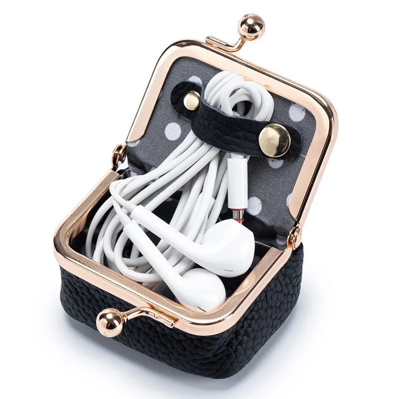 Mini Leather Coin Purse – with Gold Clasp, Small Jewelry and Earphone Pouch for Women, Cute Colorful Wallet for Daily Use view 6