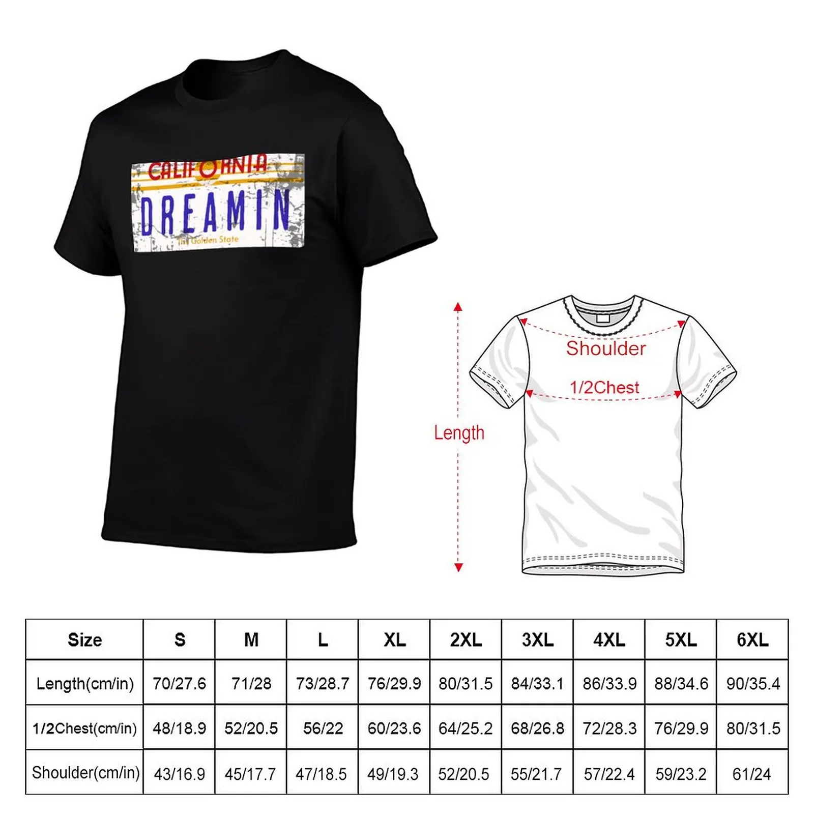 California Dreamin Vintage License Plate T-Shirt oversized graphic tee vintage t shirts plus size tops cute tops t shirt for men