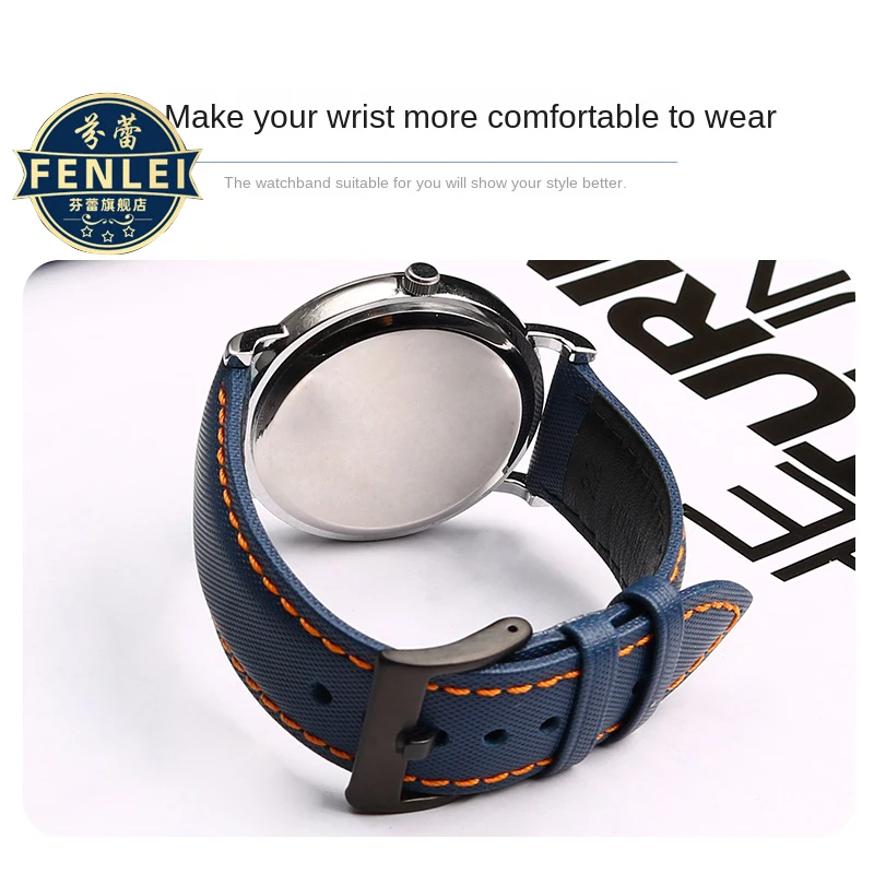 Tali jam tangan kulit nilon, 20 22mm 24mm serat nilon untuk TAG Heuer F1 tali selam mobil Rossini 519955 Mido Longines kanvas gelang