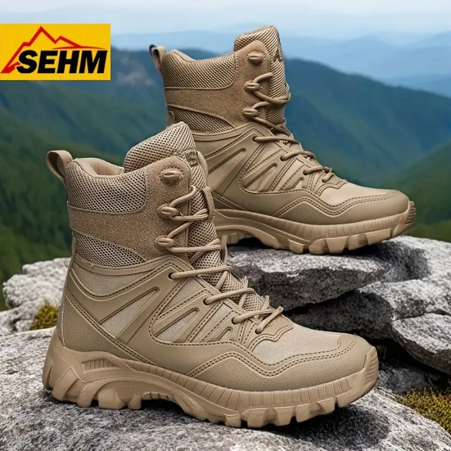 Men's Desert Training High-Top Boots Outdoor Hiking and Mountaineering Boots Lightweight and Comfortable Trekking Shoes