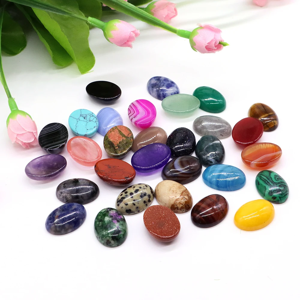 5pcs/Lot Wholesale Oval Shape Cabochons Flatback Natural Healing Crystal Stone Quartz for DIY Bracelet Necklace Earring Pendant