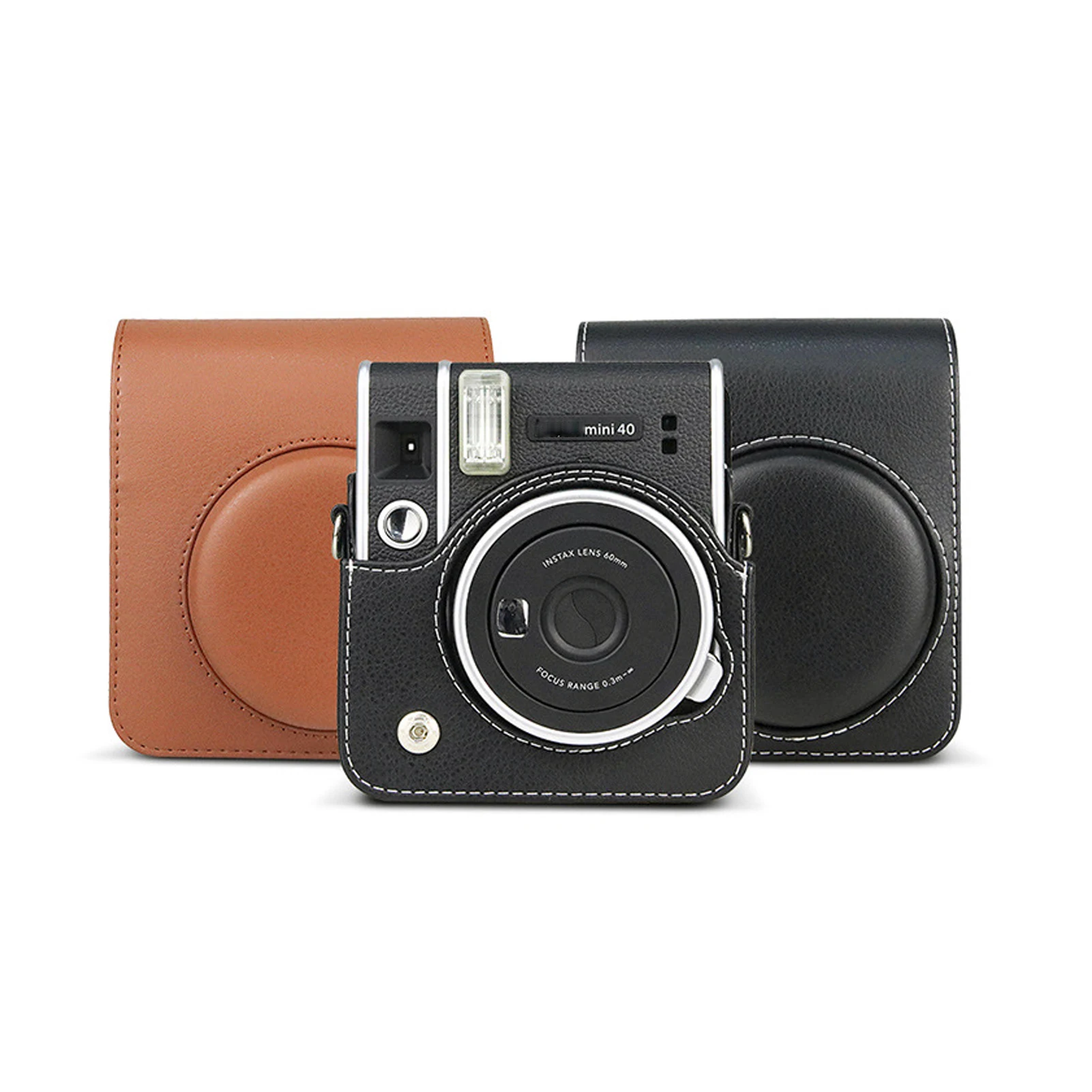 ل Fujifilm Instax Mini 40 ريترو بولي Leather حقيبة حماية جلدية فيلم فوري صور غطاء كاميرا مع حزام الكتف القابل للإزالة