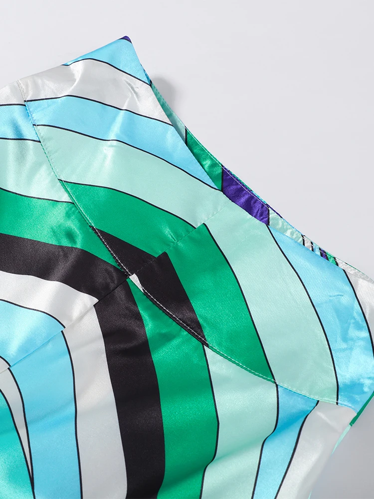 Bedruckte Tube-Tops, lange Rockanzüge für Damen, sexy, trägerlos, ärmellos, rückenfrei, unregelmäßiger Saum, A-Linien-Röcke, schickes Damen-Outfit, neu – Detail 5