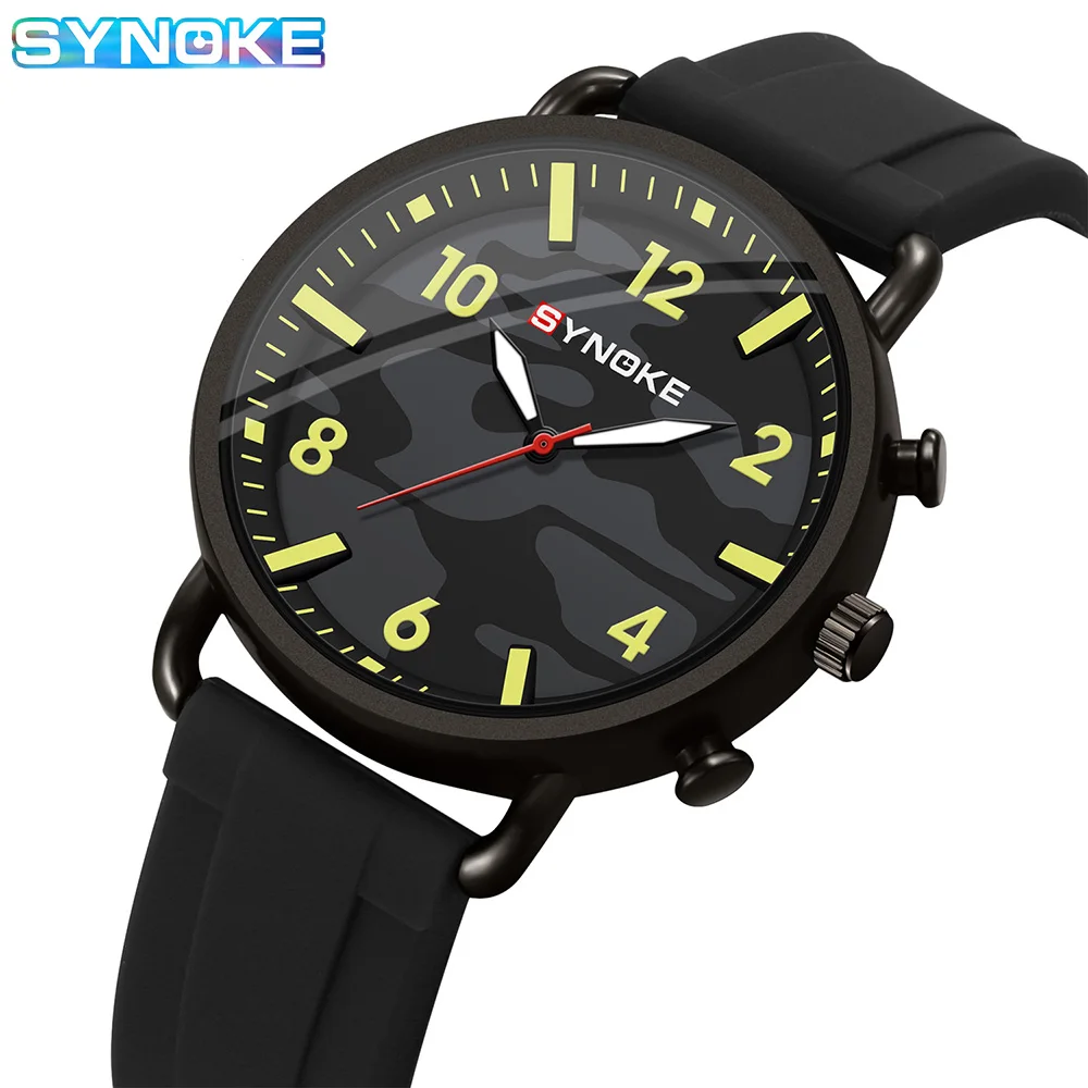 SYNOKE Men Quartz Watch New Style Fashion Sport Silicone Retro Watch For Men Watch Student Wristwatch Sports Non Mechanical