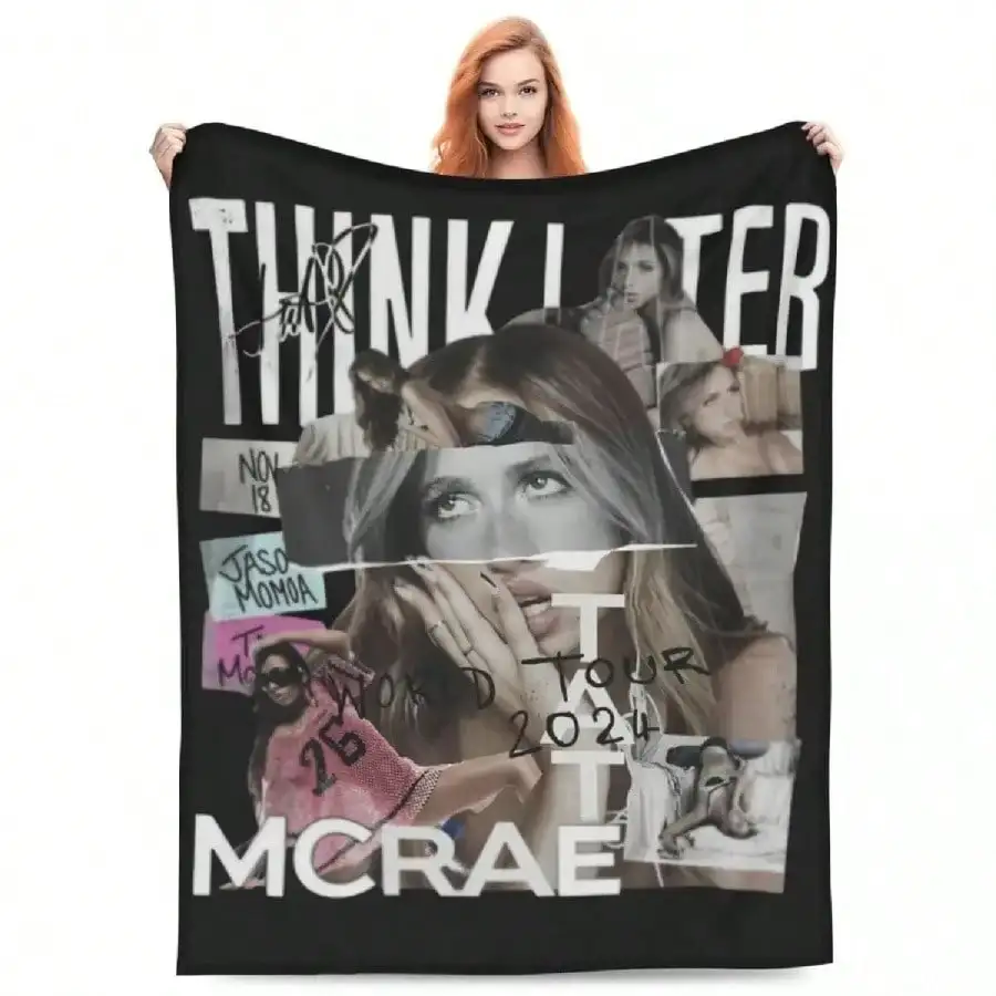 Confort Vintage Tate McRae chanteur couverture Merch maison décorative Pop musique Tour jeter couvertures polaire chaude pour canapé. Jpg