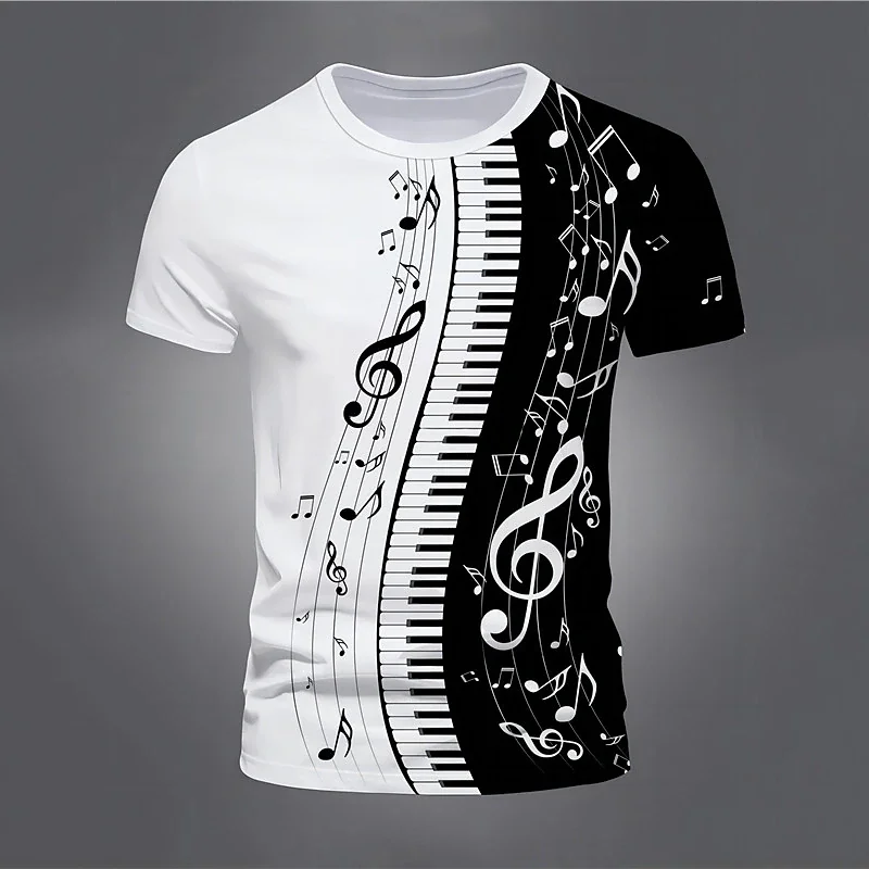 Summer Musical Note T-Shirts Piano 3D Print Streetwear Men Women Fashion Oversized Short Sleeve T Shirt Kids Tees Tops Clothing