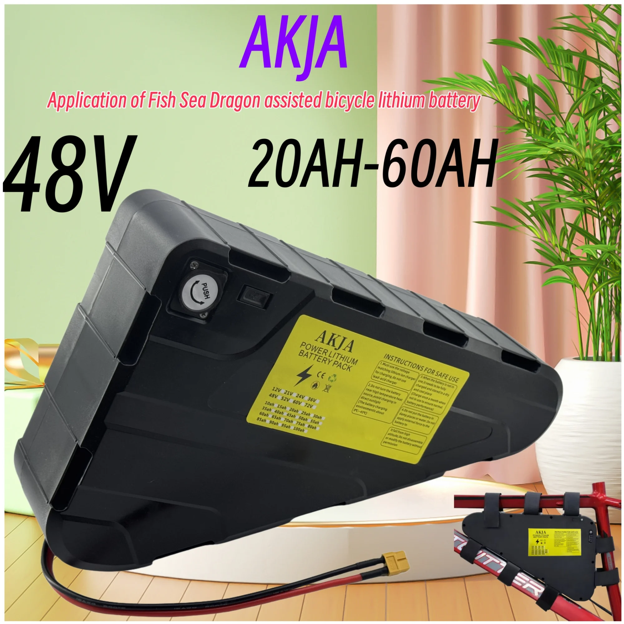 

Air fast transportation 48V60AH High Capacity Waterproof Hard Case Strong power battery pack 350W500W750W1000W triangle battery
