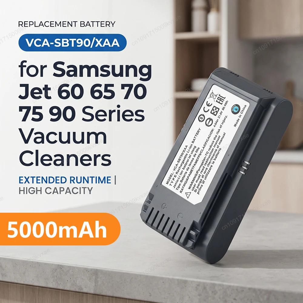 21.6V Replacement Battery for Samsung Jet 60 70 75 90 Cordless Stick Vacuum Cleaner 4000mAh 5000mAh Li-ion Power Pack