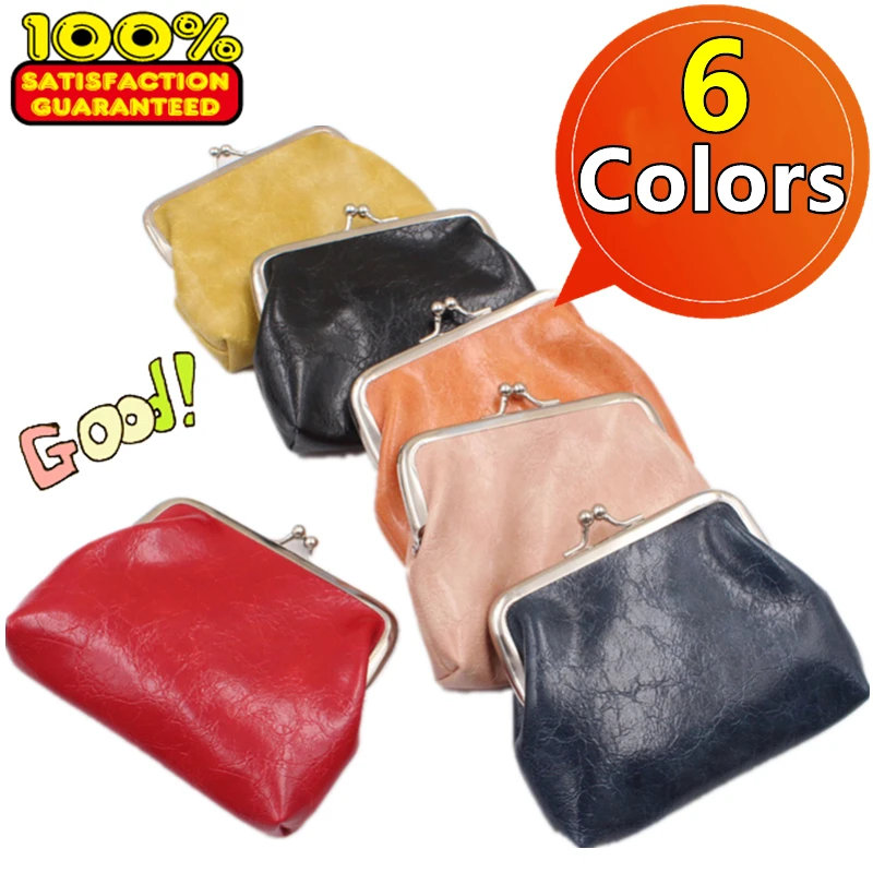 

6 Colors Women Coin Purse Oil Wax PU Leather Wallet 4 Inch Buckle Mini Wallet Coin Bag Lipstick Storage Bag Ladies Clutch Bag