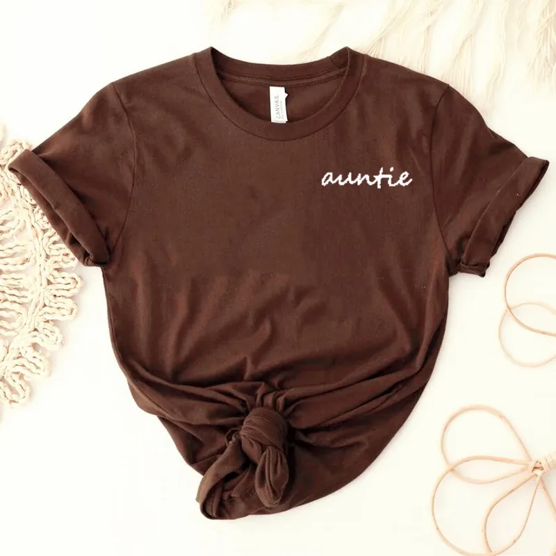 Auntie Shirt Gift For Aunt Simple letter pattern Funny Women Tshirt Fashion Casual Round Neck Female Shirt Short Sleeve Top Tees