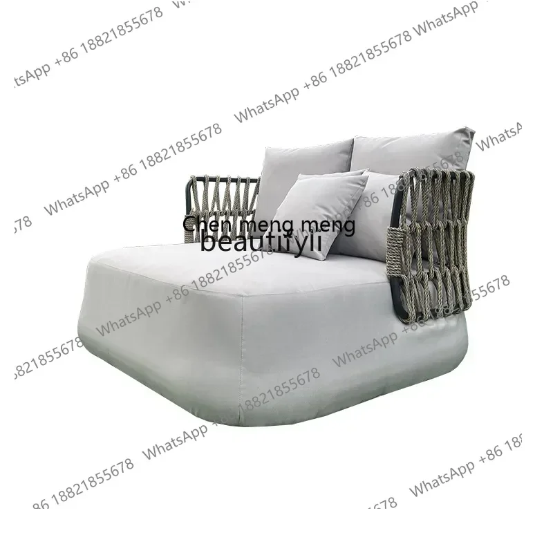 A182 1YYOutdoor sofa rattan leisure coffee table combination, courtyard with umbrella, waterproof and sunscreen double chair