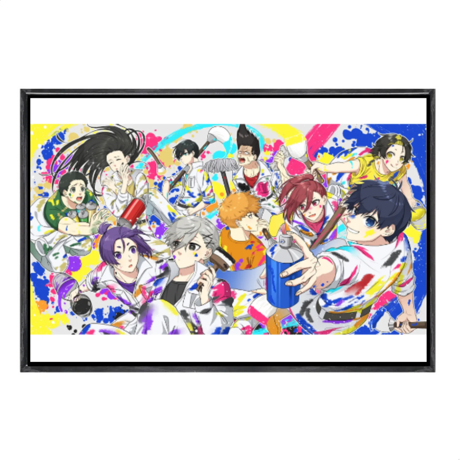 

Японский мультиразмерный холст с изображением манги, настенное искусство в двойной рамке, домашний декор с синим замком для гостиной, спальни