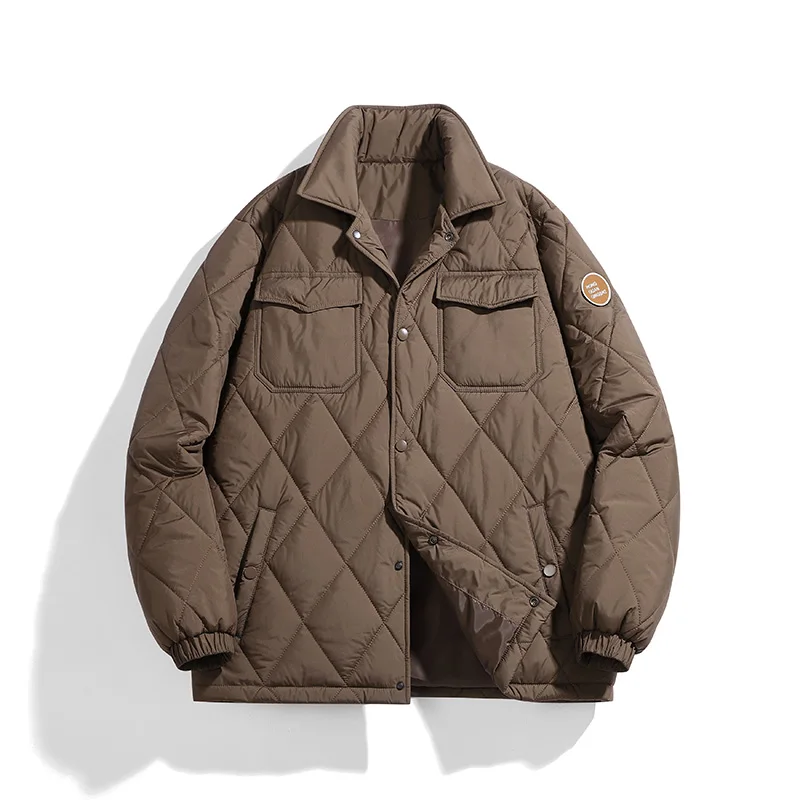 Outdoor Turn-down Collar Men Parkas Comfortable Thicken Warm Male Clothes Solid Color Casual Cotton Jackets Quality All-match