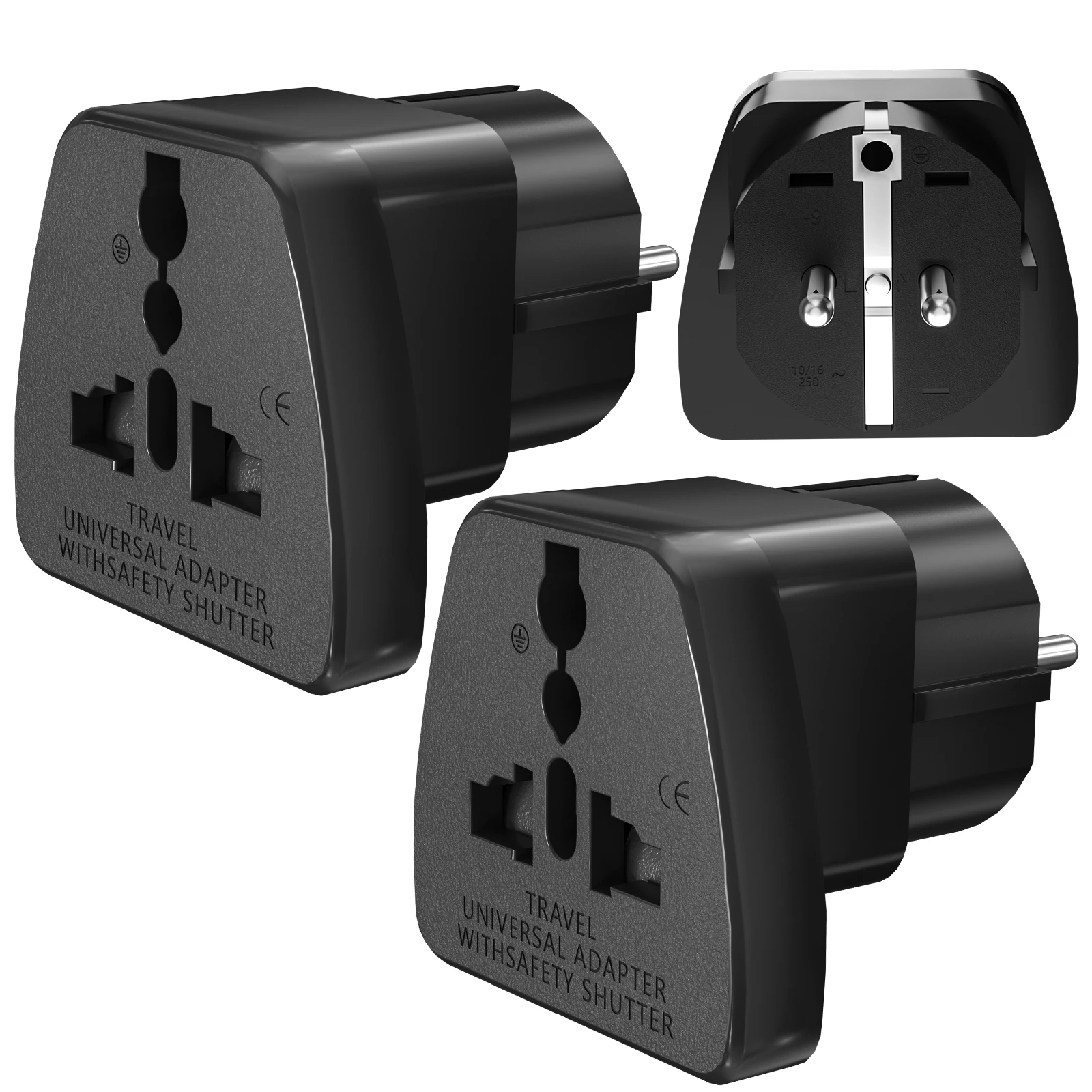 Eu/US/UK/Australia universal travel adapter plug with safety protection door, suitable for over 150 countries,110-250V
