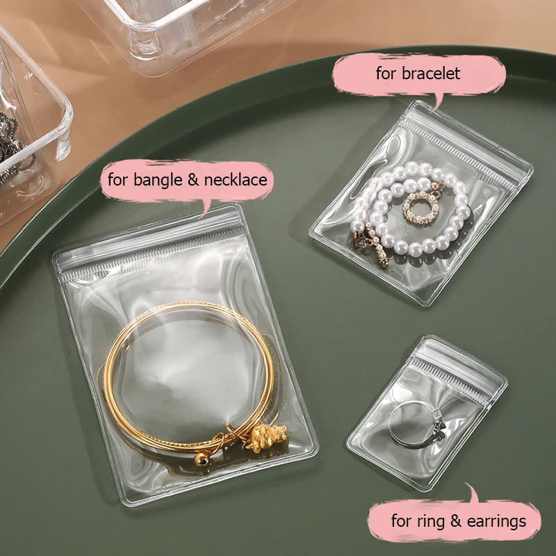 Anti-oxidation Jewelry Storage Bag Desktop Drawer Organizer Transparent Necklace Bracelet Ring Holder Pouch Earring Display Case