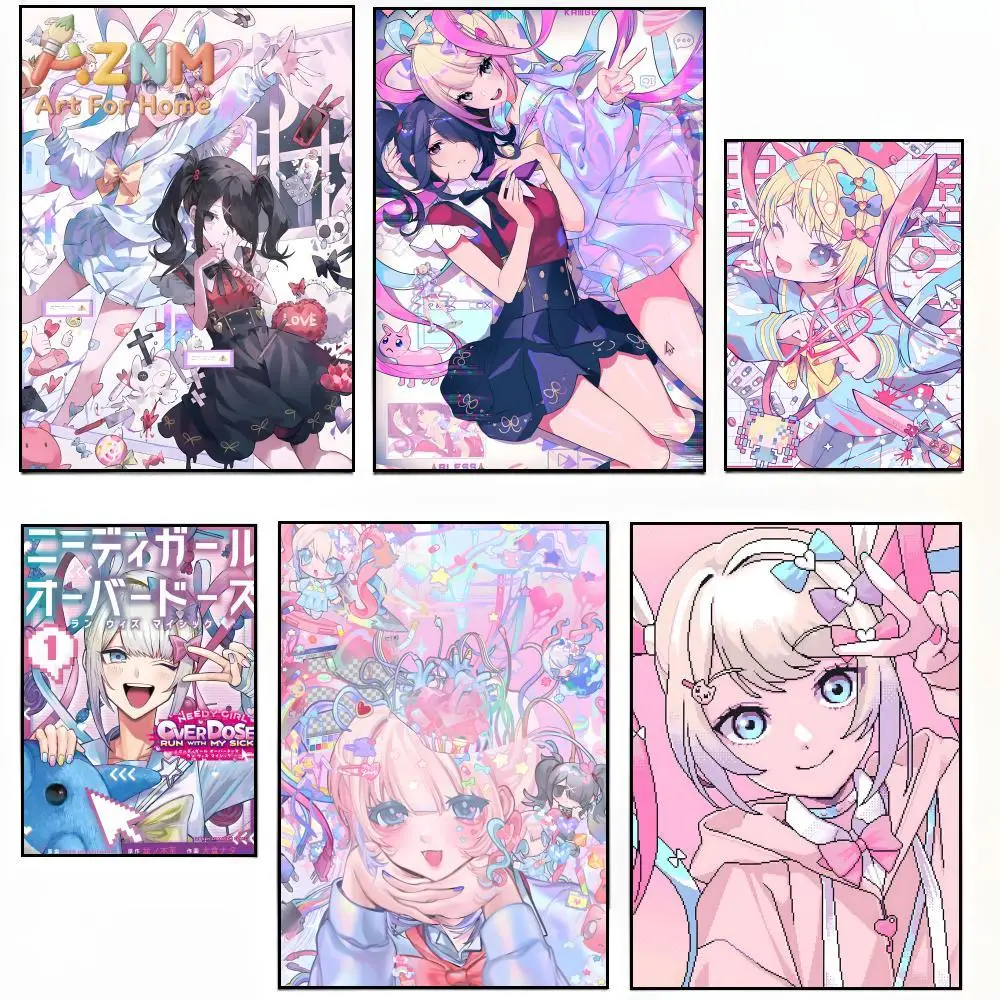 AZNM Needy Girl Overdose Omgkawaiiangel Pastel Anime Canvas Wall Print Unframed Ame-chan Cute Girl Room Decor Poster