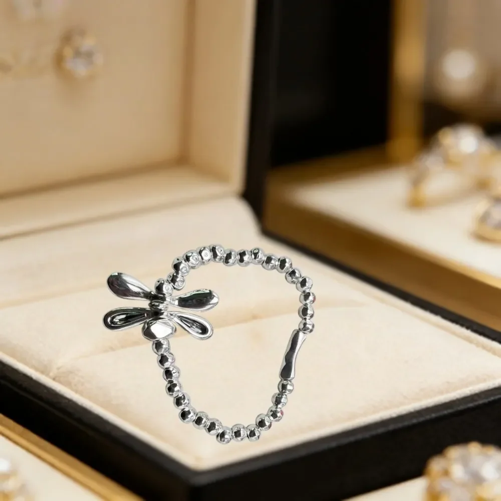 2026 Spain Mature Commuter Wind Grey Crystal Dragonfly Bead Bracelet Jewelry Accessories Anniversary Gift