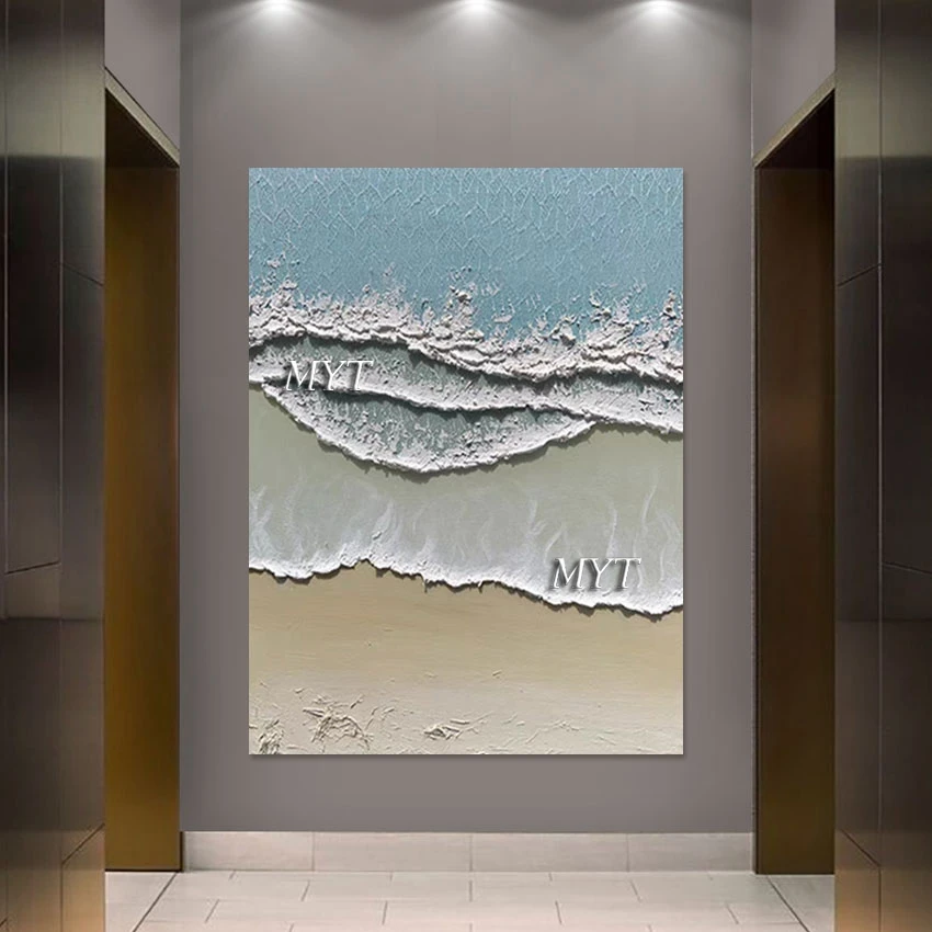 

3D Sea Wave Oil Painting Artwork, Abstract Natural Scenery Wall Picture,Palette Knife Canvas Art Thick Acrylic Frameless Gifts