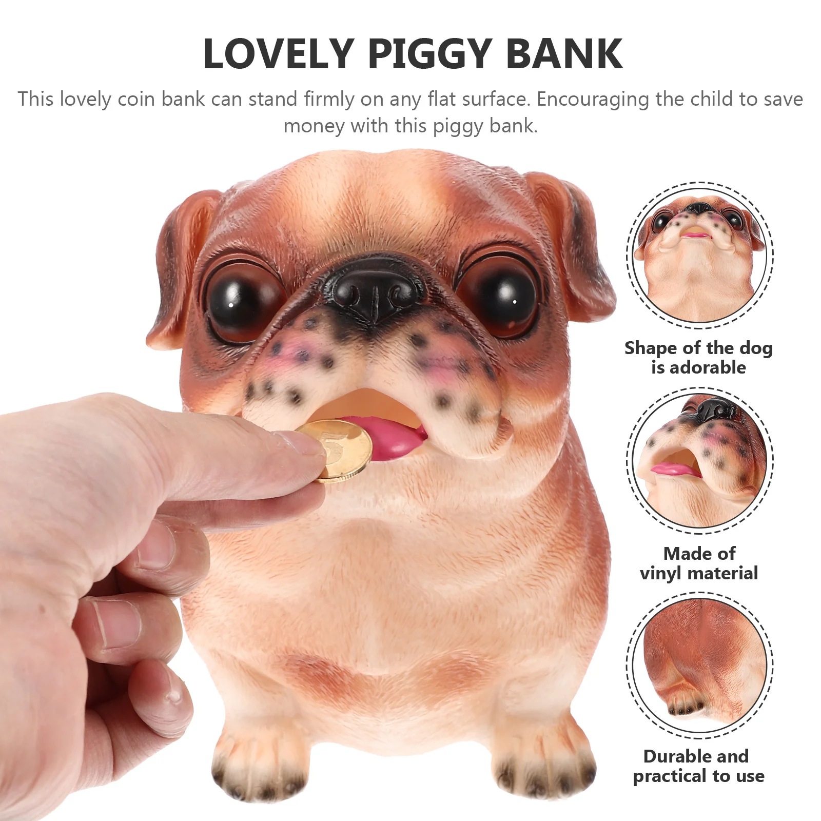 الكرتون الكلب أصبع البنك مادة الفينيل سعة كبيرة غير قابلة للكسر عملة المال جرة للأطفال غرفة ديكور هدية الكلب حصالة على شكل حيوان