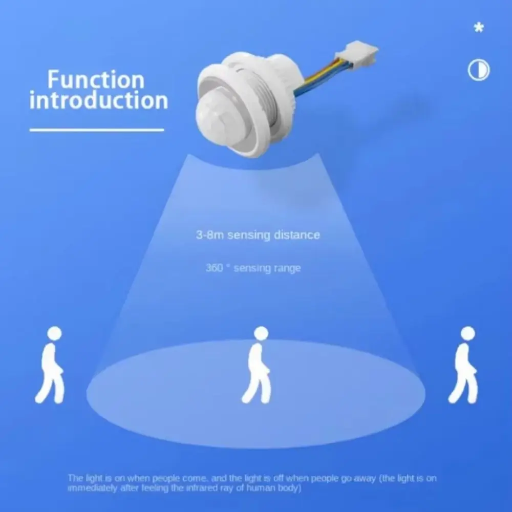 Wide Voltage Compatible Smart Motion Sensor Switch Dual Sensing Technology Embedded Design Embedded Motion Sensor