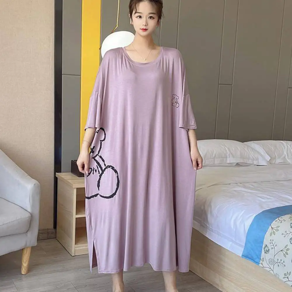 Plus Size 5XL 150KG Night Dress Short Sleeve Sleepwear Female Nightgown Women Sleeping Dresses Oversized Night Shirts