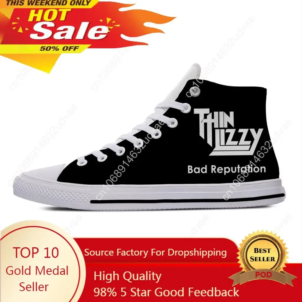 

Lizzy Hard Rock Band Thin Fashion Popular Funny Casual Cloth Shoes High Top Lightweight Breathable 3D Print Men women Sneakers